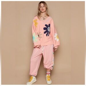 #25 POL Pink Floral Sweater